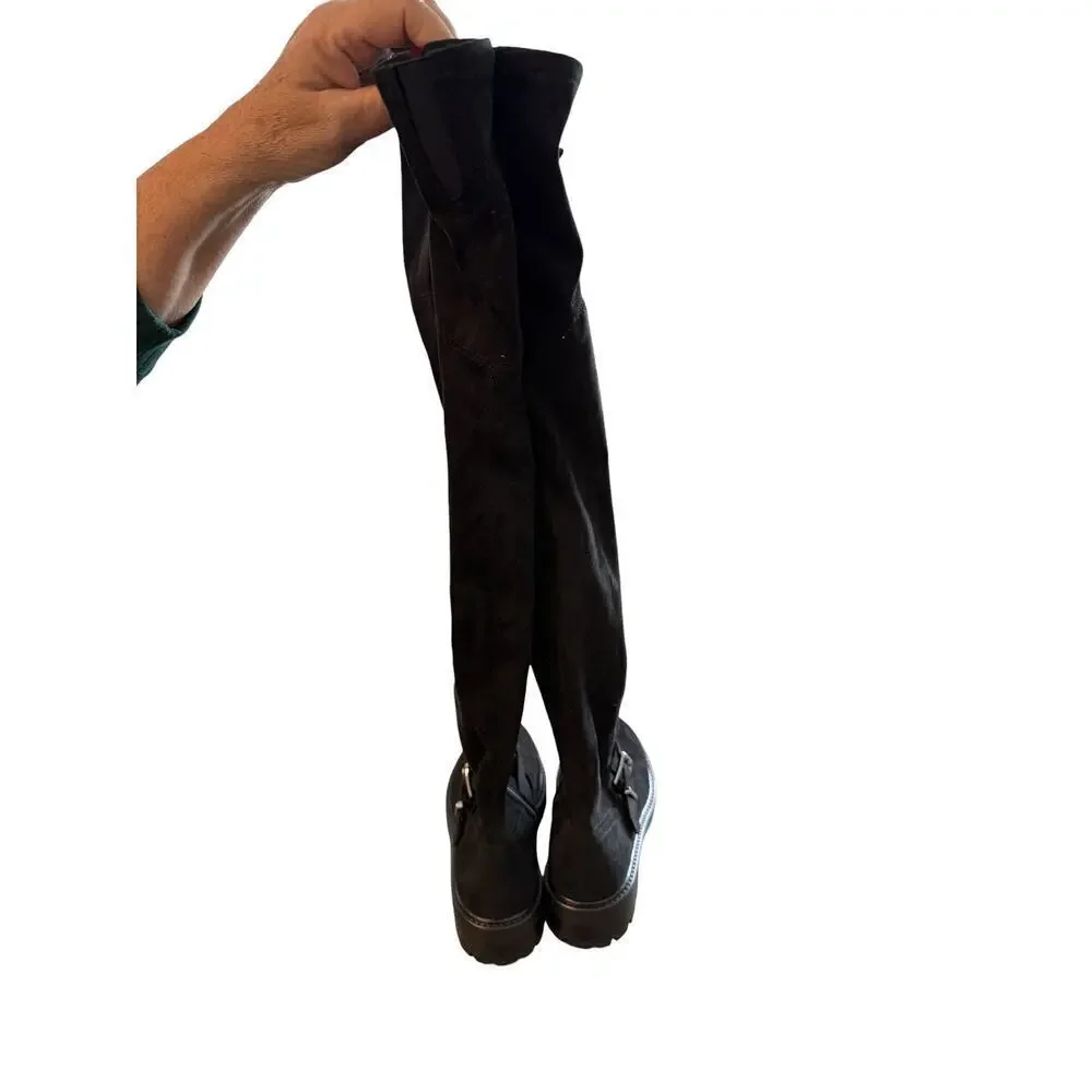 Marc Fisher Women’s Black Ganven Lug Sole Over the Knee Boots Size 6.5M